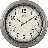 La Crosse Technology WT-3181P 18 Pewter Analog Atomic Wall Clock with Thermometer and Hygrometer