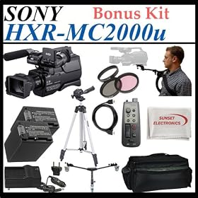 Sony HXR-MC2000U - Camcorder - High Definition - widescreen - 4.2 Mpix - optical zoom: 12 x - supported memory: SD, MS PRO Duo, SDXC, MS PRO Duo Mark2, MS PRO-HG Duo HX, SDHC, MS PRO-HG Duo - flash card + Huge Accessories Package Including 2x Extended Life Batteries + Large Carrying Case & Much More