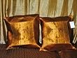 2 Gold Elephant Motif Brocade Silk Sari Cushion Cover Pillow Shams 16