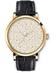 SPRAWL Aanalog Fashion Series Gold Ladies Watches of Genuine Black Leather Strap,Unique Wrist Watch for Women Girls Designed with Pattern branches