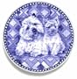 Cairn Terrier and Puppy: Danish Blue Porcelain Plate