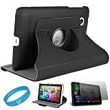 Black Modern Protector Leather Case Cover with Standalone Feature for Sprint HTC EVO View 4G Tablet and HTC Flyer Wifi Wireless Android Tablet + Screen Protector + SumacLife TM Wisdom*Courage Wristband