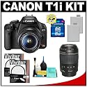 Canon EOS Rebel T1i 15.1MP Digital SLR Camera (Black) with EF-S 18-55mm IS & 55-250mm IS Lens + (2) UV Filters + 16GB Card + (2) Batteries + Cameta Bonus Accessory Kit
