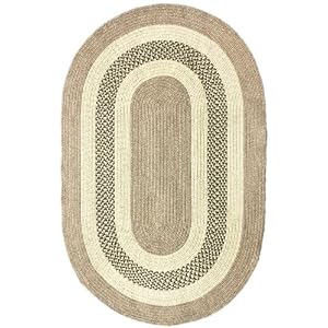 Indoor Outdoor Braided Area Rug 8x10 Oval Beige Green