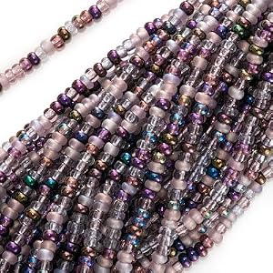 Czech-Rocailles-Seed-Bead-11-0-1-2-Hank-Pack-Mix-LILAC