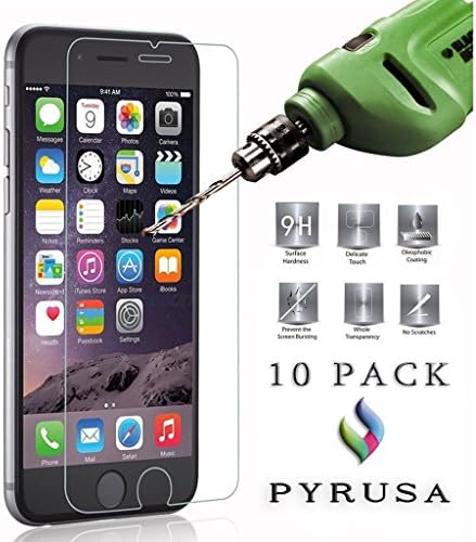 iPhone 6 / 6S Plus Screen Protector, PYRUSA Tempered Glass Screen Protector for iPhone 6S Plus / 6 Plus - Clear HD Transparency, 10 Pack