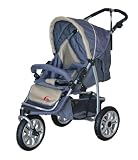 BRAND NEW MAMAKIDDIES 3 WHEELER PUSHCHAIR BUGGY STROLLER JOGGER WITH RAINCOVER AND FOOT MUFF BEIGE/GREY *NEXT DAY DELIVERY*