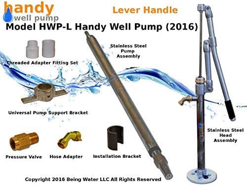 Handy Well Pump Model HWP-L (2016) Lever Handle Hand Well Pump Kit, Permanent, up to 200' Well Water Pump