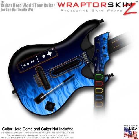 Fire Blue Skin fits Band Hero, Guitar Hero 5 & World Tour Guitars for Nintendo Wii (GUITAR NOT INCLUDED) by WraptorSkinz