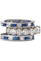 SusanB.Designs Simulated Sapphire and CZ 3-Piece Stackable Ring Set