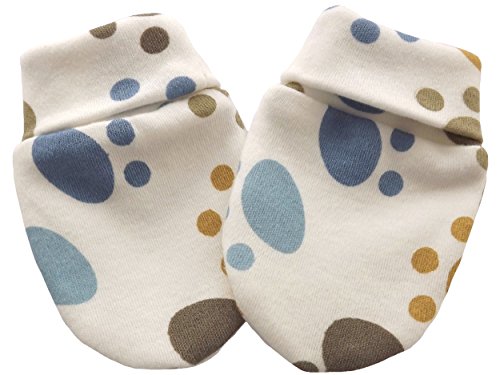 100% Cotton Knitted Fabric Newborn Baby Anti Scratch Mittens Gloves (0-6 Months, Multi-Color Foot)