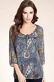 Indigo Collection Paisley Print Woven Blouse