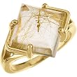 14K Yellow Gold Rutilated Quartz Ring