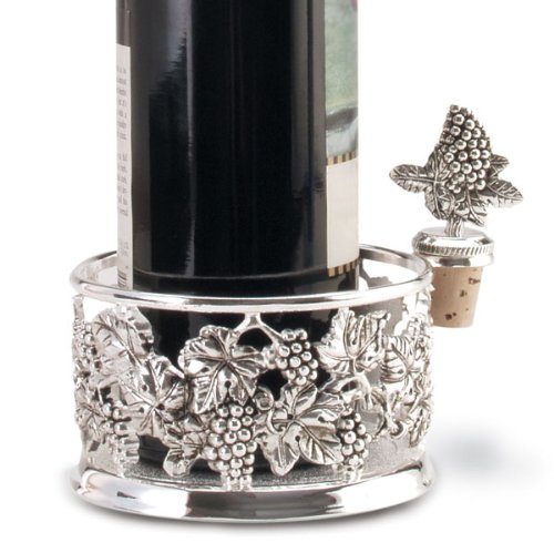 Silver Plated Bottle Coaster with Bottle Stopper
