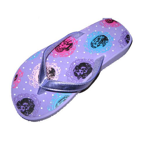 Monster High Flip Flops Girls Sandals Purple With Girl Faces Picture