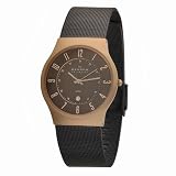 Skagen Mens 233XLRDD Steel Rose Gold Case, Brown Mesh Band Watch