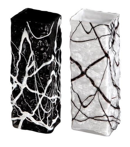 Black and White Glass Hurricane Vases Set of 2 - 12" Tall Sale