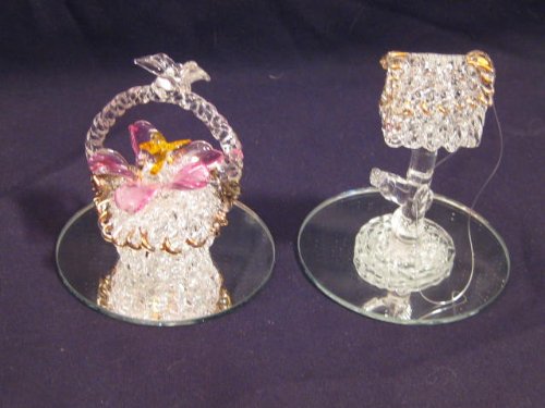 Set of Two 24kt Gold Plated Figurines/Ornaments Mailbox/Basket