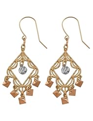 14 Karat Tricolor Gold Chandelier Earrings