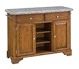 Grey Granite Top on Oak Server by Home Styles - Medium Wood (5300-0063)