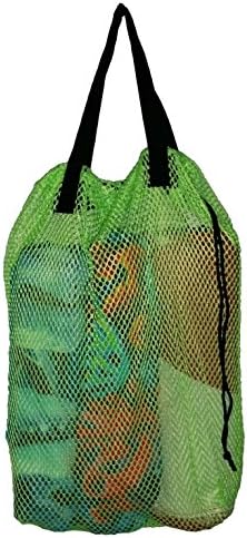 2 Pack-Baja Beach Mesh Bag Tote (Swim, Toys, Boating, Etc.) (Neon Green)
