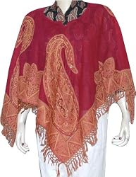Poncho Womens Outerwear in Wool Jacquard Design India 40 x 40 inches (pnch122)