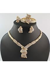 Fashion Women 18k Gold Plated Africa Dubai Wedding Party Necklace Jewelry Set