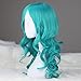 Miss U Hair Girl Long Curly Bluish Green Anime Cosplay Full Wig Synthetic Party Hair C043