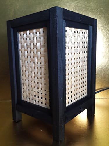 Thai Vintage Handmade ASIAN Oriental Classic Bamboo Art Bedside Table Light 8" height accessories Bedside Table Light or Floor Wood Paper Lanna Lamp Shades Home Bedroom Decor / Garden Decorative Modern Design from Thailand 8" Only Nicky Shop
