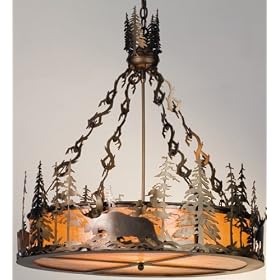 16"W Moose At Dusk Inverted Pendant Ceiling Fixture by Meyda