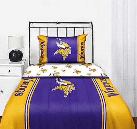 Minnesota Vikings NFL Full Size Comforter & Sheet Set (5 Piece Bedding)