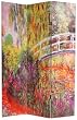 New Unique Wall Art Print Room Divider - Monet's Bridges & Meadow Famous Painting Folding Privacy Floor Screen