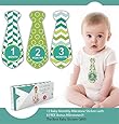 Zoe Hopkins Baby Monthly Stickers Necktie - Milestones for Months 1-12 - Plus 8 Bonus Milestones - Including I Am Born, I Can Sit Up, I Can Stand - Best Baby Shower Gifts!