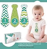 Zoe Hopkins Baby Monthly Stickers Necktie - Milestones for Months 1-12 - Plus 8 Bonus Milestones - Including I Am Born, I Can Sit Up, I Can Stand - Best Baby Shower Gifts!