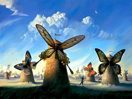 Kush Vladimir, titulo: Molinos 4 mariposas , LITHOGRAPHY TECNIQUE 38X28 cmts . PAPER BFK France (WATERMARK) edition 100
