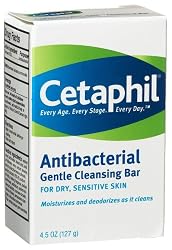 Cetaphil Antibacterial Gentle Cleansing Bar, 4.5-Ounce Bar (Pack of 6)