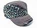 Ladies Beaded Olive & Pique Military Style Cap