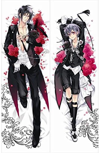 Japan Anime Black Butler Hepburn: Kuroshitsuji Sebastien Michaelis Ciel Phantomhive Decorative Hugging Body Pillow Cover Case Double-sided 59.06'x19.69'