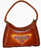 Special Craft, Designer Leather Handbag, Butterfly Embossed. Unique & Adorable for Your Lover or You Own. (Brown)