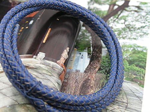 2 Yards 6.0mm Royal Blue Color Soft Braided Bolo Real Leather Cord