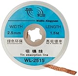 uxcell はんだ除去ワイヤー　ハンダ吸取線　編組銅線ロール　1.5Mの長さ　2.5mmワイド