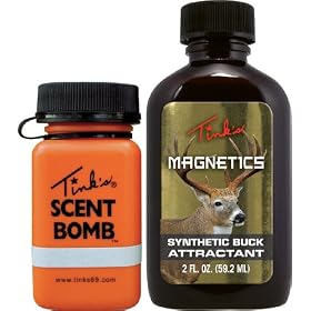 Click here to buy Tink's Magnetics Synthetic Buck Attractant 2-Ounce with Scent Bomb.