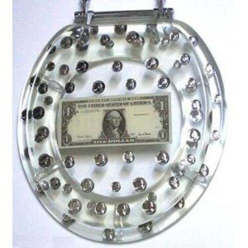 Payday Acrylic Toilet Seat with Realistic Coins Zooooddooommooa