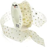 Morex Ribbon Canada Printed Sheer Ribbon, 1-1/2 by 22-Inch Yard Spool, Ivory