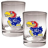 Great American Products Kansas Jayhawks 2 Piece Rocks Glass Set