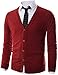 Ohoo Mens Slim Fit Ribbed V-Neck Button Down Knit Cardigan