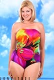 Longitude Fiesta Bandeau One Piece Swimsuit - Women's Swimsuit Plus Size Swimsuits