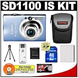 cheap Canon PowerShot SD1100 IS Digital Camera (Blue) with 8GB SD Memory Card + Spare NB-4L Battery + Case + Cameta Bonus Accessory Kit
