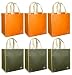 Reusable Grocery Tote Bags 6 Pack, Olive & Orange Contrast Trim Combo