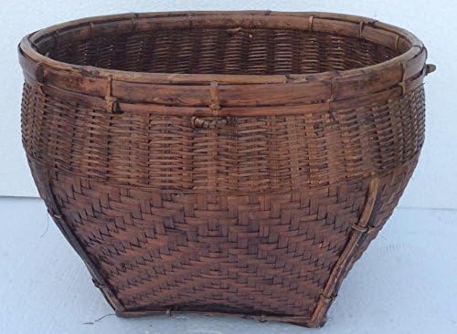 Thai Handmade Bamboo Basket, Fruit Basket, Vegetable Basket, Home Decor. (Free a Gift HB Herbal Breen Eri Silk Protein Handmade Body Soap, Tamarind + Honey Soap By HB Brand)